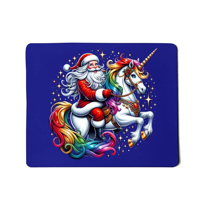 Christmas Unicorn Meaningful Gift Santa Riding Unicorn Rainbow Xmas Gift Mousepad