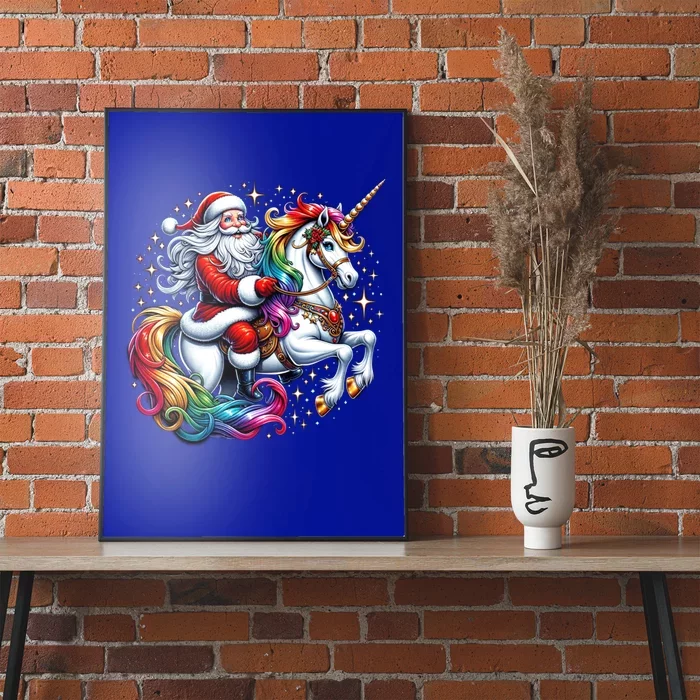 Christmas Unicorn Meaningful Gift Santa Riding Unicorn Rainbow Xmas Gift Poster