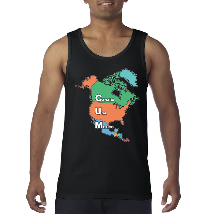 Canada Usa Mexico Cum Map Tank Top