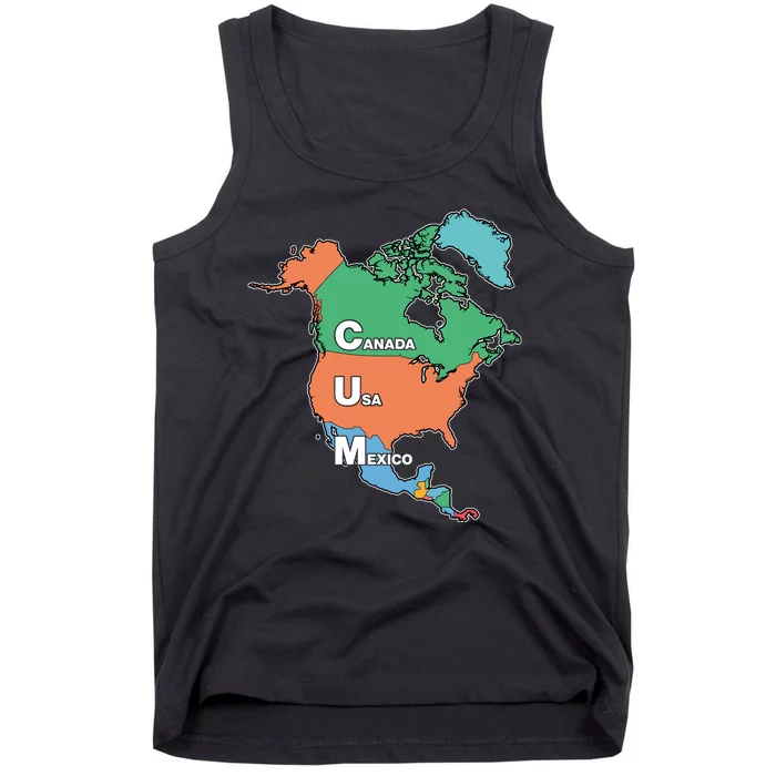 Canada Usa Mexico Cum Map Tank Top