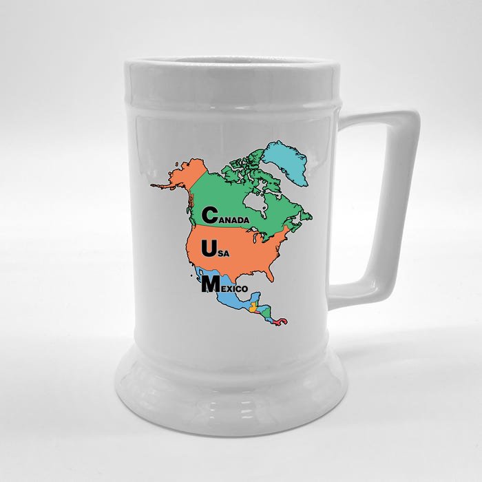 Canada Usa Mexico Cum Map Front & Back Beer Stein