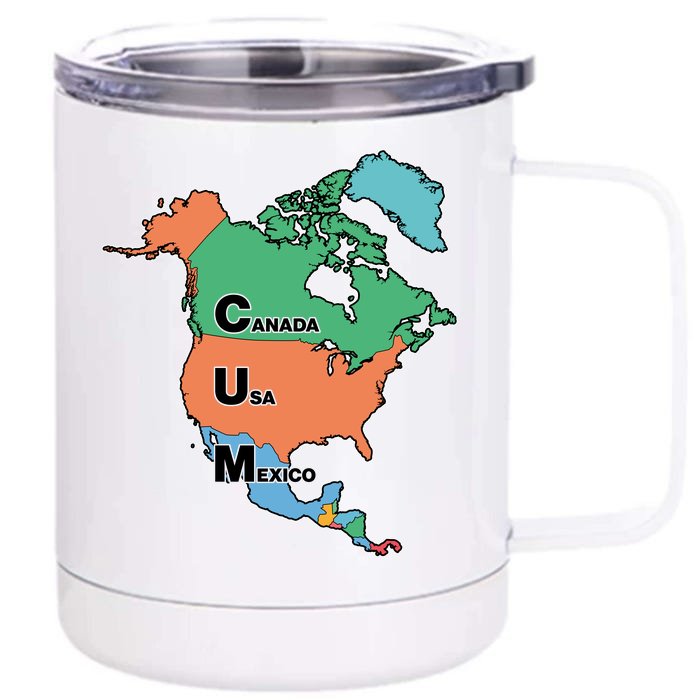 Canada Usa Mexico Cum Map Front & Back 12oz Stainless Steel Tumbler Cup