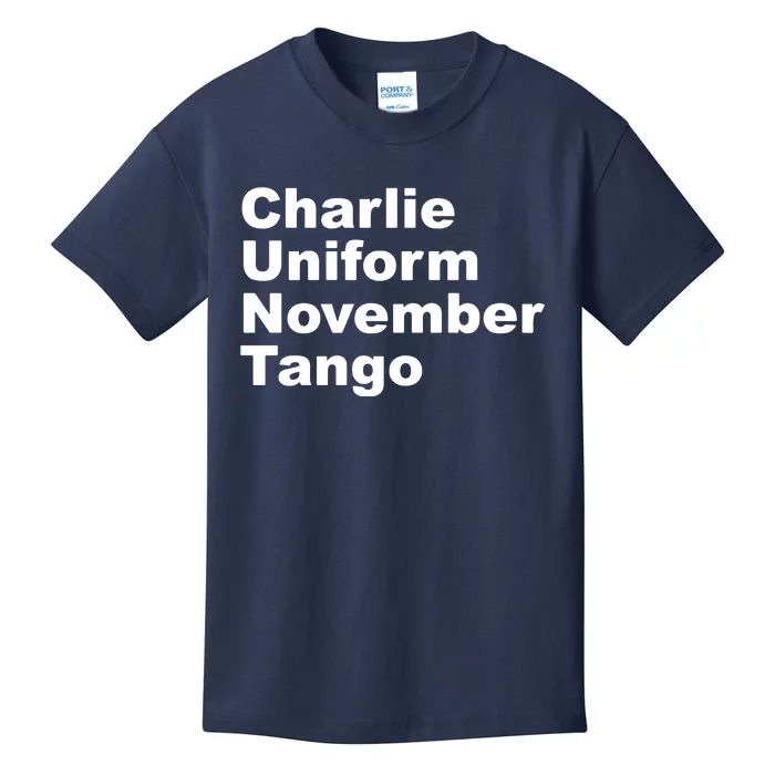 Charlie Uniform November Tango Kids T-Shirt