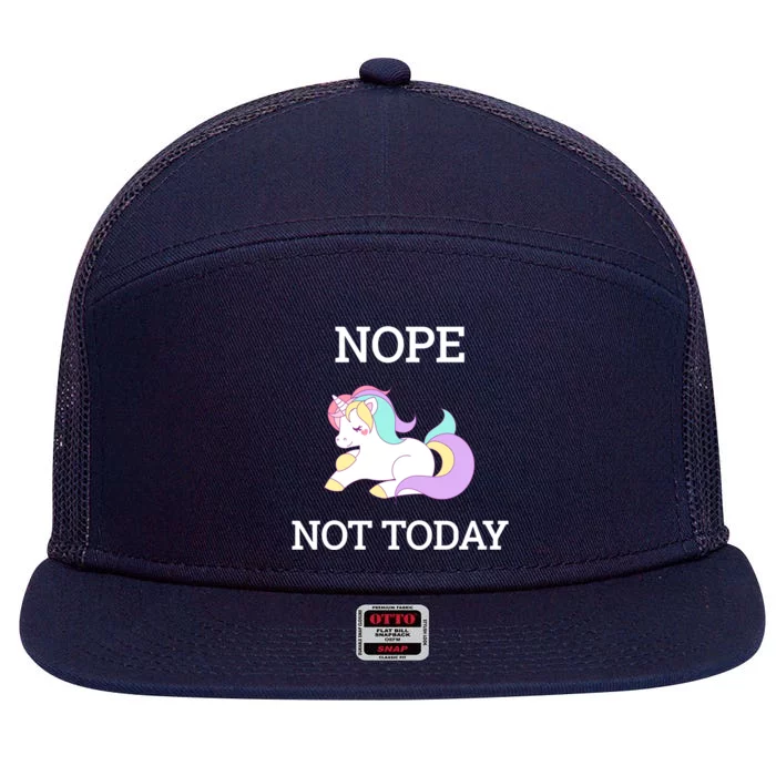 Cute Unicorn Nope Not Today Horse Cool Gift 7 Panel Mesh Trucker Snapback Hat