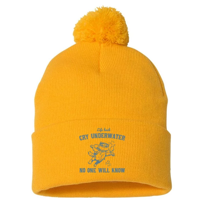 Cry Underwater No One Will Know Retro Pom Pom 12in Knit Beanie