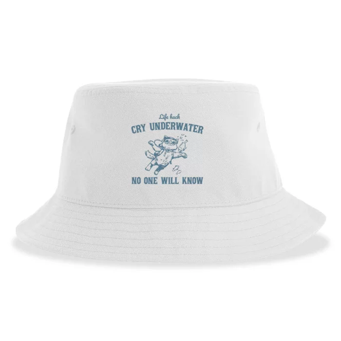 Cry Underwater No One Will Know Retro Sustainable Bucket Hat