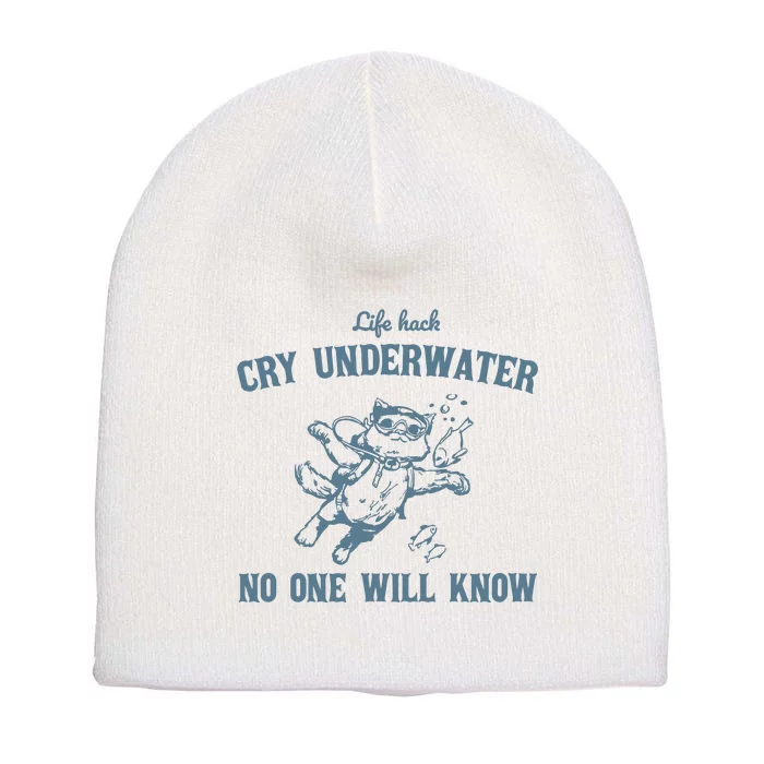 Cry Underwater No One Will Know Retro Short Acrylic Beanie