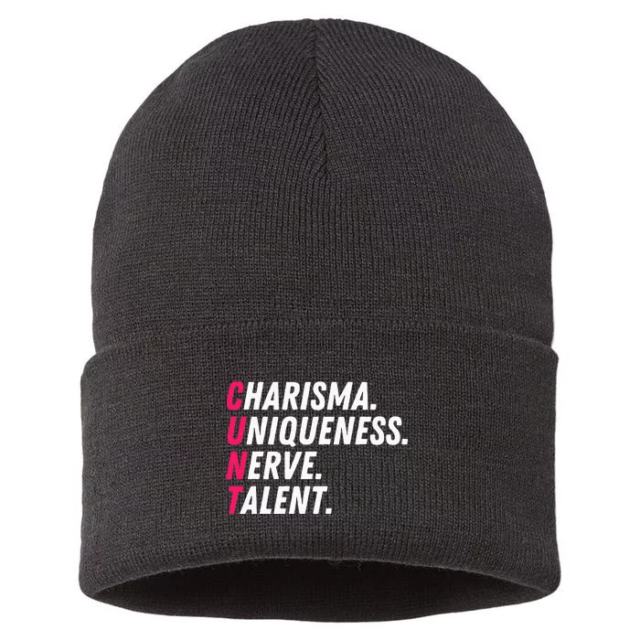 Charisma Uniqueness Nerve Talent Drag Race Queen Quote Sustainable Knit Beanie