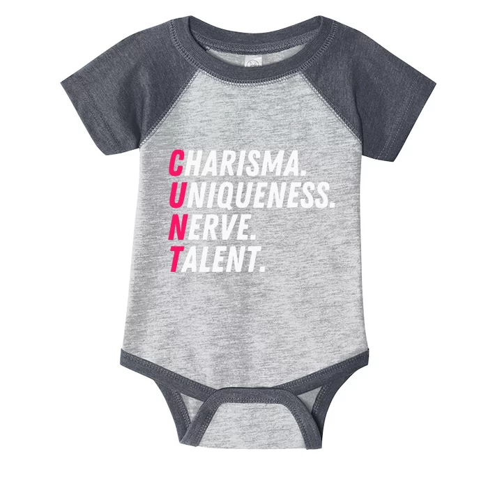 Charisma Uniqueness Nerve Talent Drag Race Queen Quote Infant Baby Jersey Bodysuit