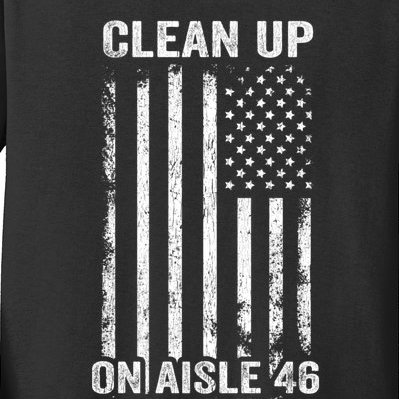 Clean Up On Aisle 46 Impeach Biden 8646 Funny Anti Biden Kids Long Sleeve Shirt