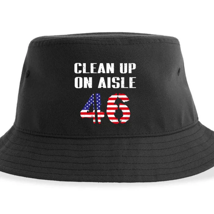 CLEAN UP ON AISLE 46 IMPEACH BIDEN 8646 VINTAGE US FLAG Sustainable Bucket Hat