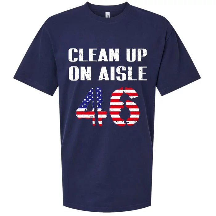 CLEAN UP ON AISLE 46 IMPEACH BIDEN 8646 VINTAGE US FLAG Sueded Cloud Jersey T-Shirt