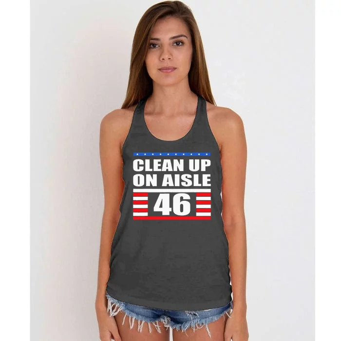 Clean Up On Aisle 46 Impeach Biden 8646 Resign Women's Knotted Racerback Tank