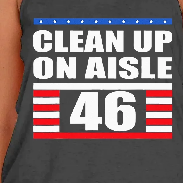 Clean Up On Aisle 46 Impeach Biden 8646 Resign Women's Knotted Racerback Tank