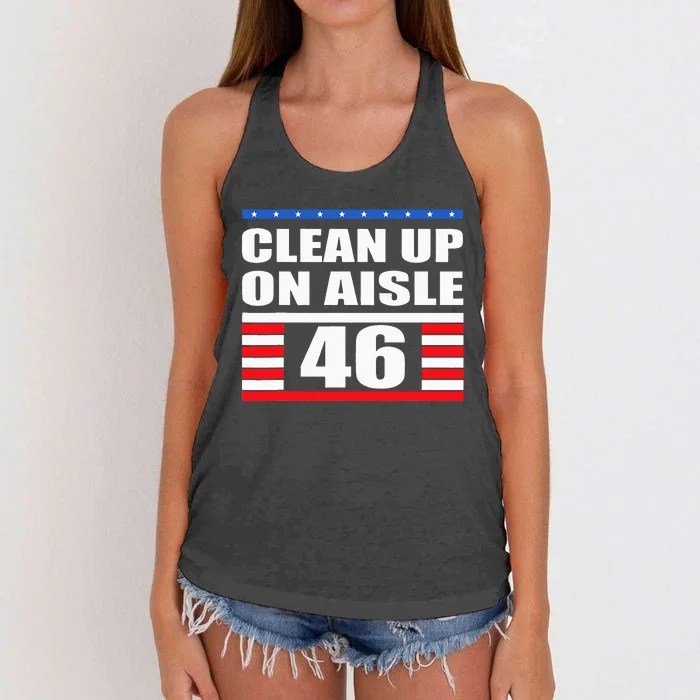 Clean Up On Aisle 46 Impeach Biden 8646 Resign Women's Knotted Racerback Tank