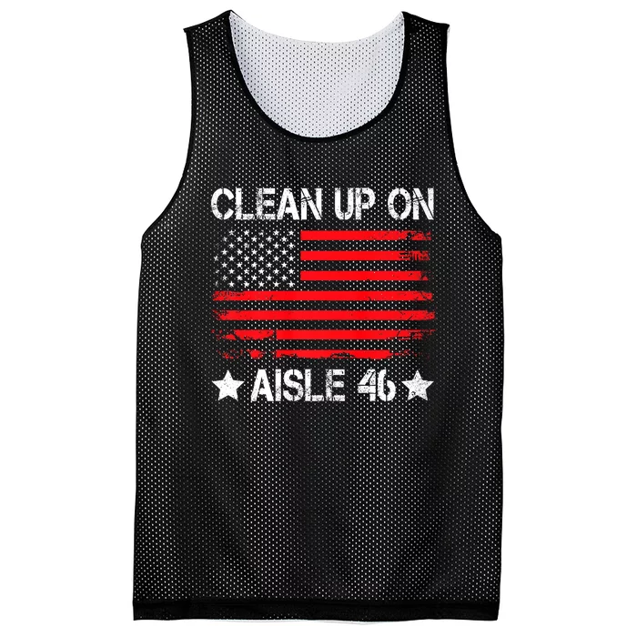 CLEAN UP ON AISLE 46 IMPEACH BIDEN 86 46 VINTAGE US FLAG Mesh Reversible Basketball Jersey Tank