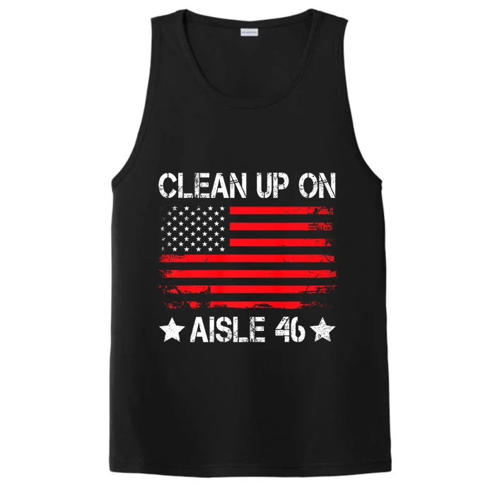 CLEAN UP ON AISLE 46 IMPEACH BIDEN 86 46 VINTAGE US FLAG Performance Tank