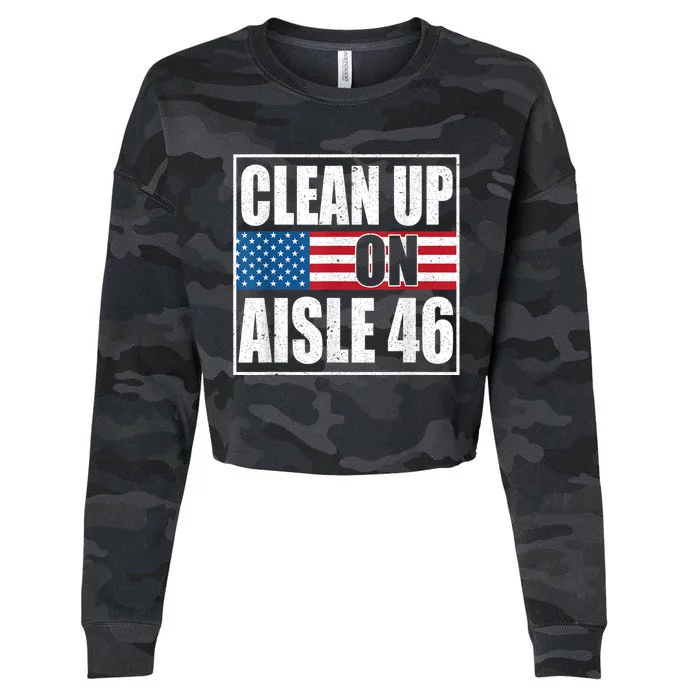 Clean Up On Aisle 46 American Flag Cropped Pullover Crew