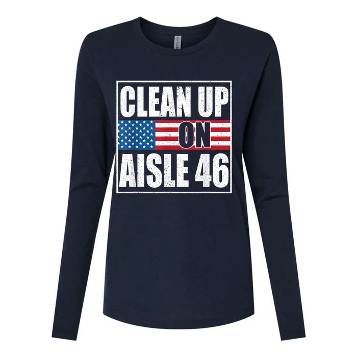 Clean Up On Aisle 46 American Flag Womens Cotton Relaxed Long Sleeve T-Shirt