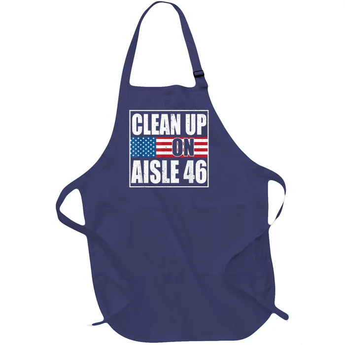 Clean Up On Aisle 46 American Flag Full-Length Apron With Pocket