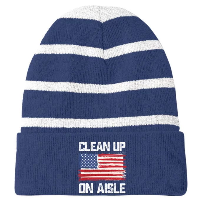 Clean Up On Aisle 46 Striped Beanie with Solid Band