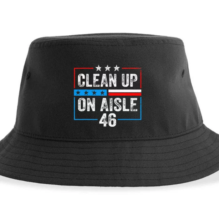 Clean Up On Aisle 46 Impeach Biden Political US America Flag Sustainable Bucket Hat