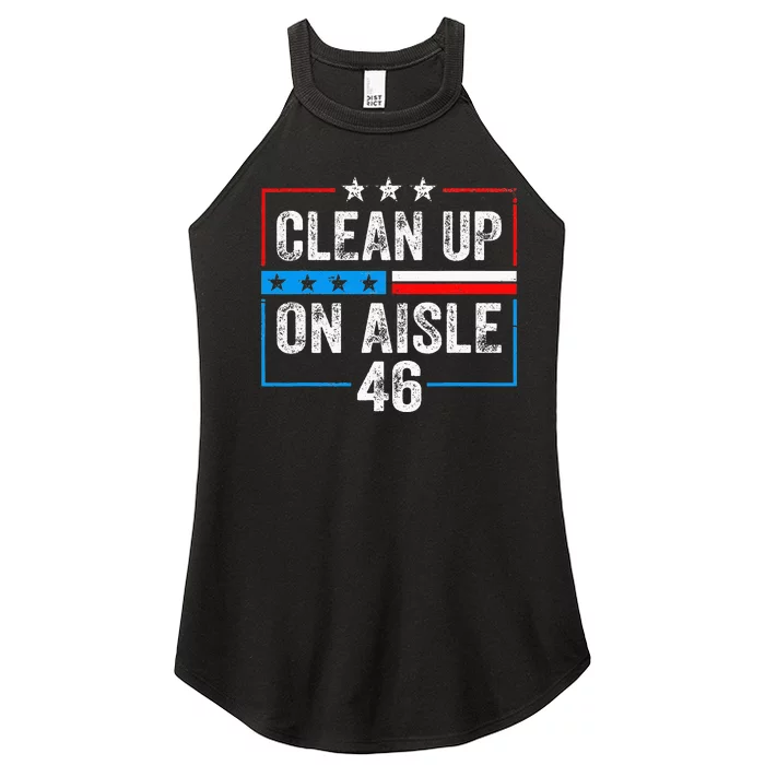 Clean Up On Aisle 46 Impeach Biden Political US America Flag Women’s Perfect Tri Rocker Tank