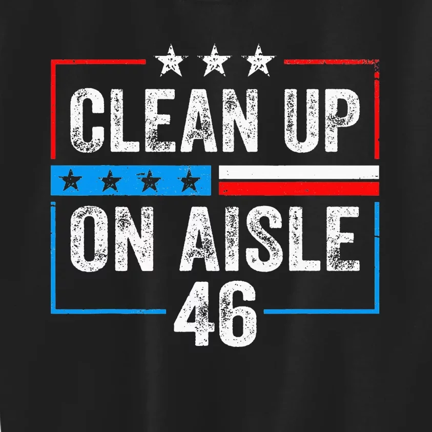 Clean Up On Aisle 46 Impeach Biden Political US America Flag Kids Sweatshirt