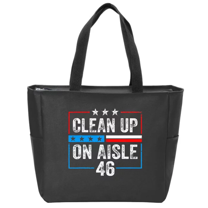 Clean Up On Aisle 46 Impeach Biden Political US America Flag Zip Tote Bag