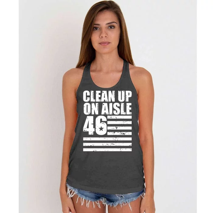 Clean Up On Aisle 46 Anti Biden Women's Knotted Racerback Tank