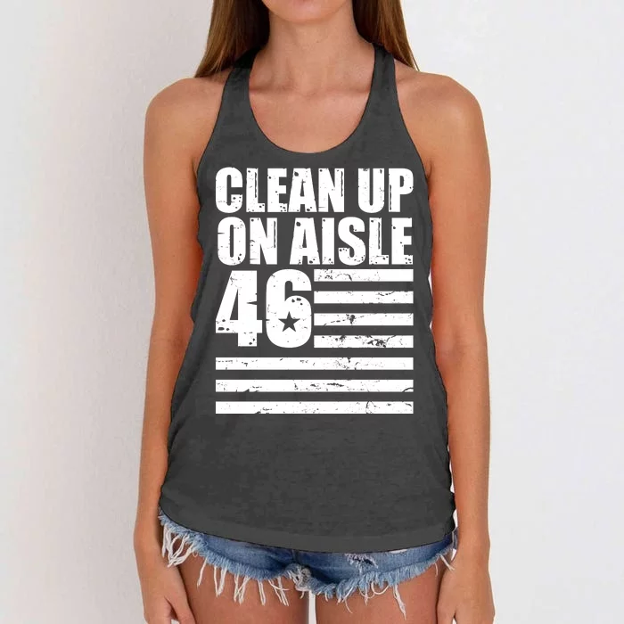 Clean Up On Aisle 46 Anti Biden Women's Knotted Racerback Tank