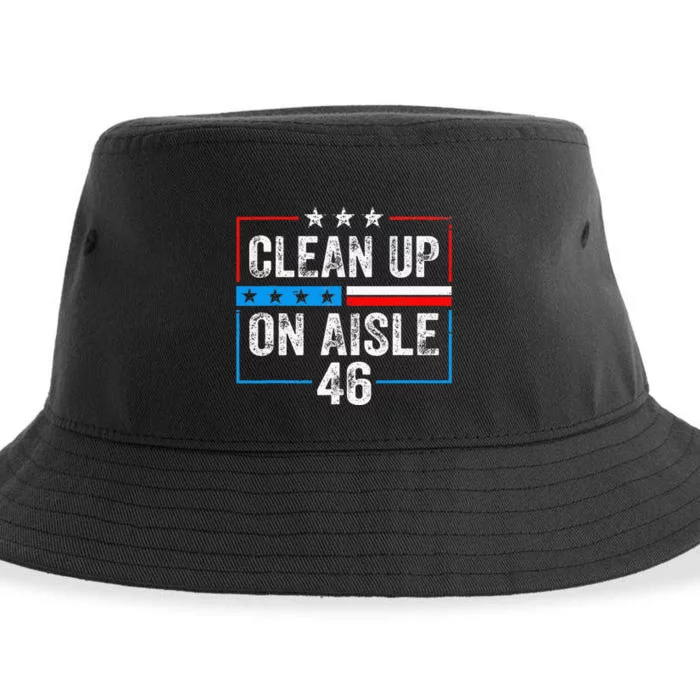 Clean Up On Aisle 46 Impeach Biden Political US Flag Sustainable Bucket Hat