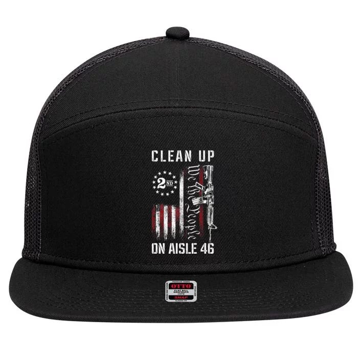 Clean Up On Aisle 46 We The People American Flag AR 15 7 Panel Mesh Trucker Snapback Hat