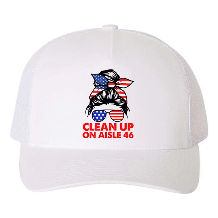 Clean Up On Aisle 46 American Messy Bun Yupoong Adult 5-Panel Trucker Hat