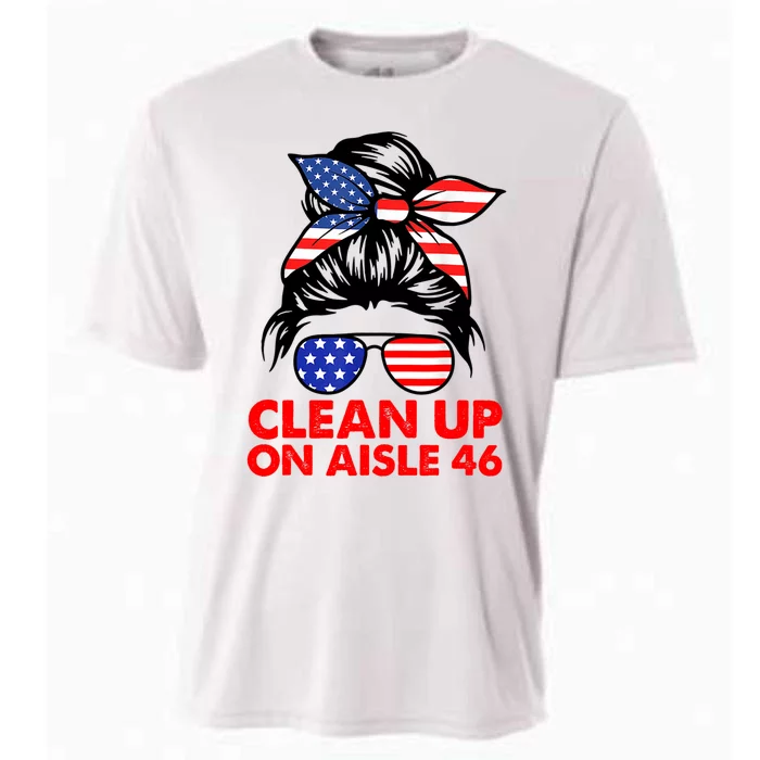 Clean Up On Aisle 46 American Messy Bun Cooling Performance Crew T-Shirt