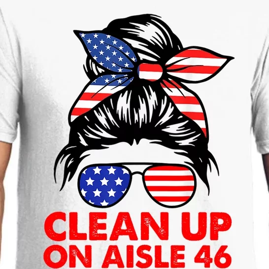 Clean Up On Aisle 46 American Messy Bun Pajama Set