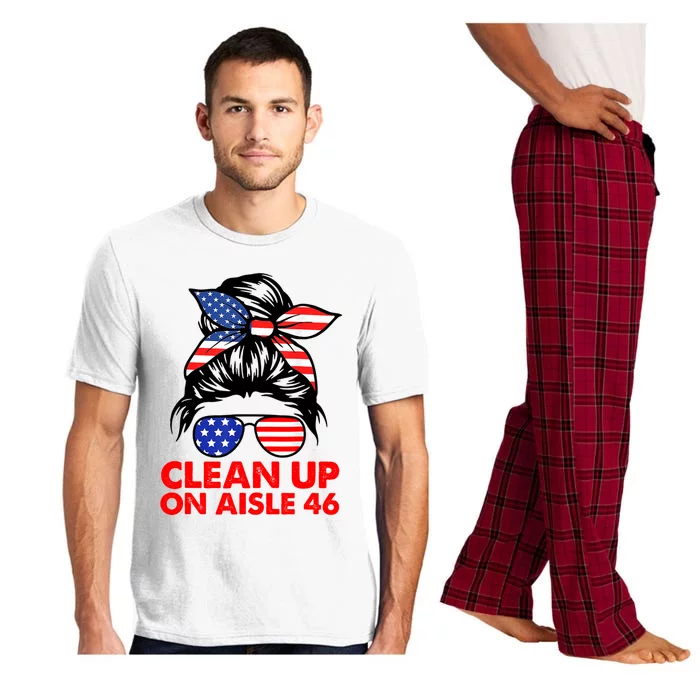 Clean Up On Aisle 46 American Messy Bun Pajama Set