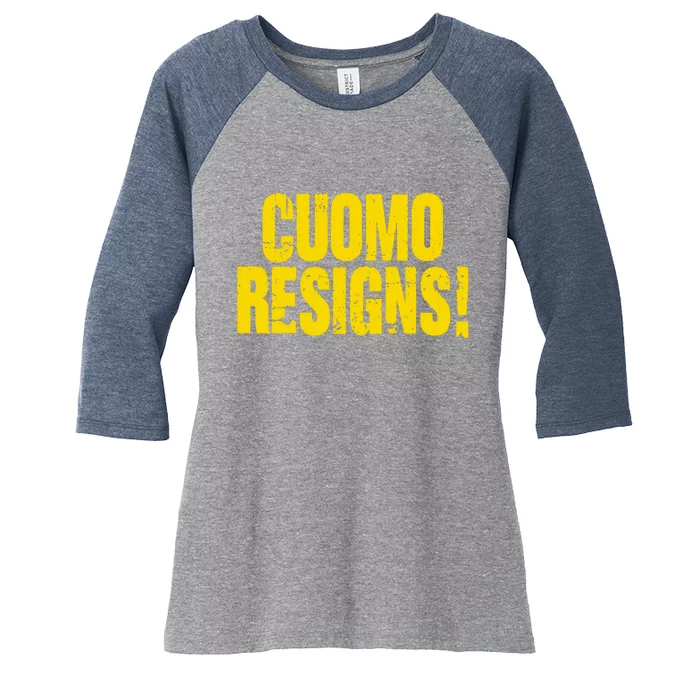 Cuomo Resigns Anti Andrew Cuomo Women's Tri-Blend 3/4-Sleeve Raglan Shirt