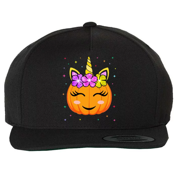 Cute Unicorn Pumpkin Unny Halloween Costume Wool Snapback Cap