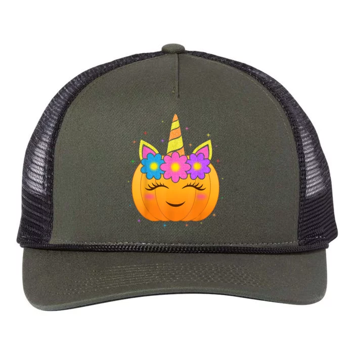 Cute Unicorn Pumpkin Girls Kids Funny Halloween Costume Retro Rope Trucker Hat Cap