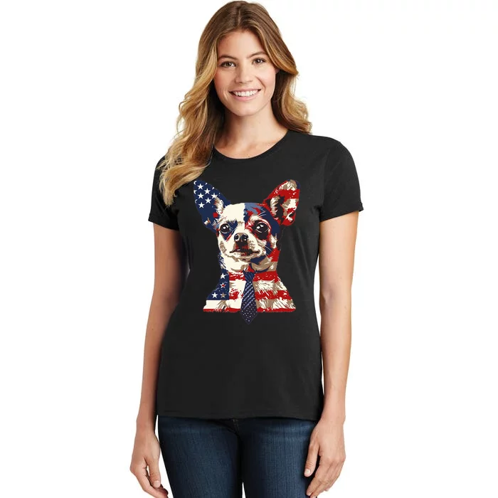 Chihuahua Usa Patriotic American Flag Women's T-Shirt