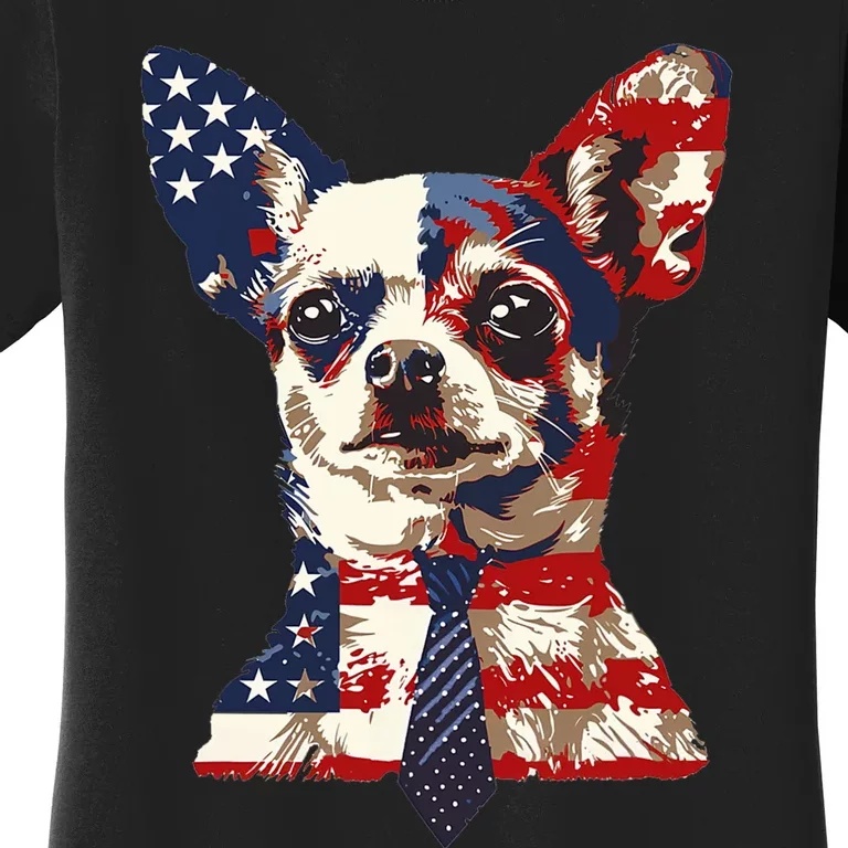 Chihuahua Usa Patriotic American Flag Women's T-Shirt