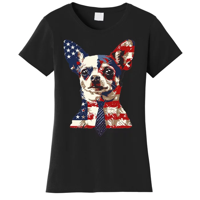 Chihuahua Usa Patriotic American Flag Women's T-Shirt