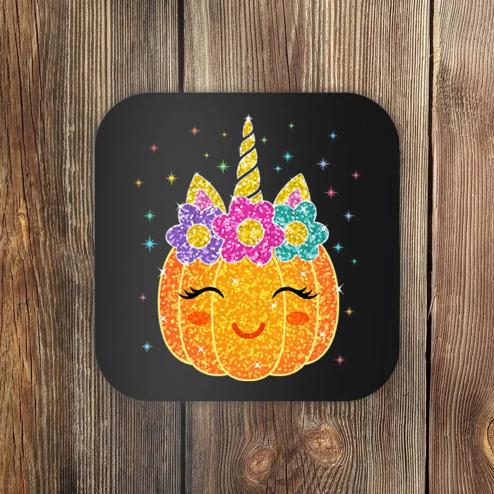 Cute Unicorn Pumpkin Halloween Thanksgiving Coaster