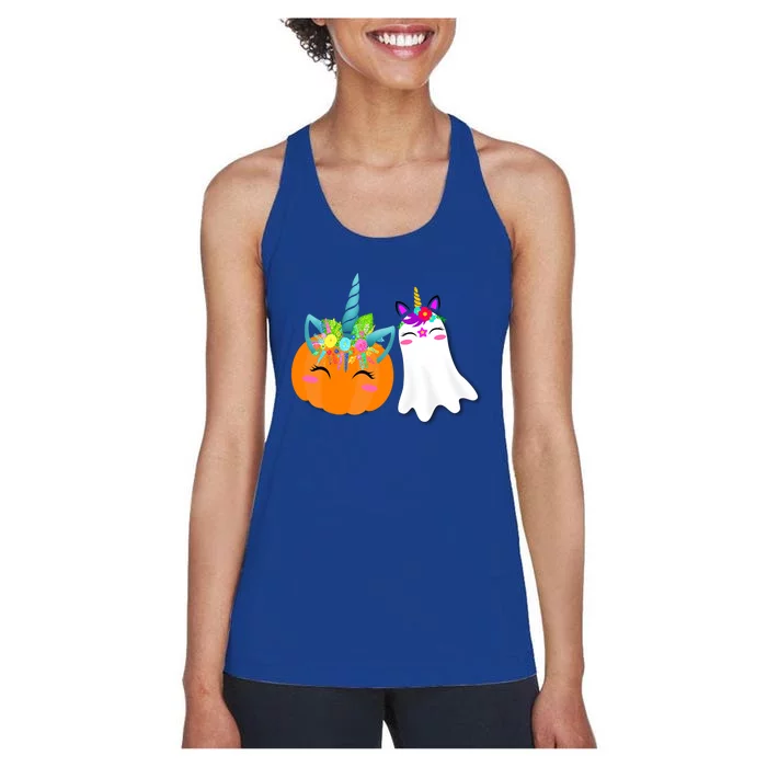 Cute Unicorn Pumpkin And Boonicorn Unicorn Ghost Halloween Gift Women's Racerback Tank