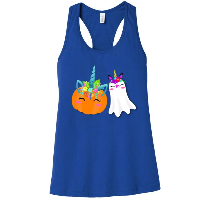 Cute Unicorn Pumpkin And Boonicorn Unicorn Ghost Halloween Gift Women's Racerback Tank