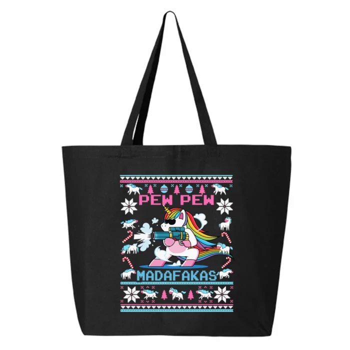 Cute Unicorn Pew Pew Madafakas Ugly Christmas 25L Jumbo Tote