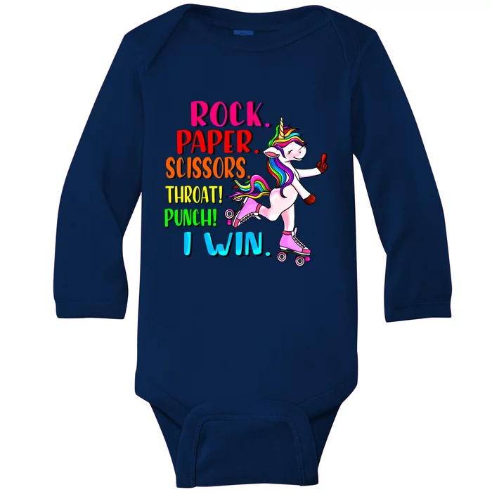 Cute Unicorn Pink Roller Skates English Slang British Insult Great Gift Baby Long Sleeve Bodysuit