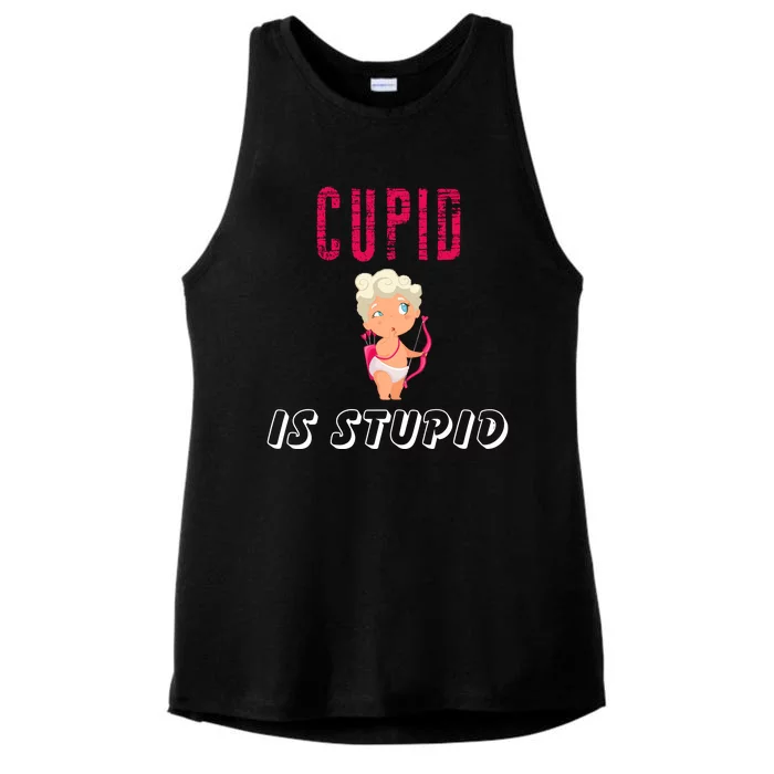 Cupid Is Stupid Ladies Tri-Blend Wicking Tank