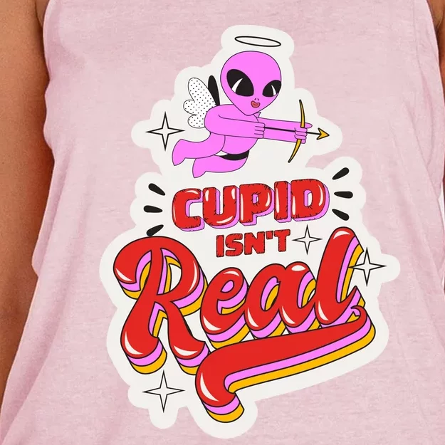 Cupid Isn't Real Funny Valentine's Day Women's Knotted Racerback Tank